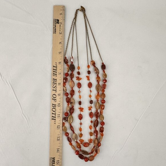 Vintage Coldwater Creek Multi-Strand Beaded Necklace 27-Inch Orange Brown Earthy - Picture 8 of 10